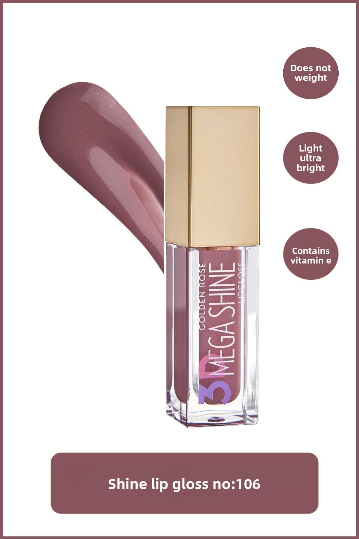 Lipgloss 3D Mega Shine 106 GOLDEN ROSE Lipgloss 3D Mega Shine 106 – Lipstick in Egypt