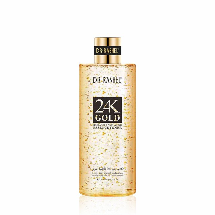 24K Gold Radiance & Anti-Aging Essence Toner 300ML DR. RASHEL 24K Gold Radiance & Anti-Aging Essence Toner 300ML – Skin Care in Egypt