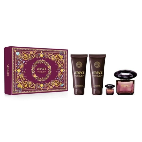 Versace Versace Crystal Noir Eau de Parfum 90 ML + Bath & Shower Gel 100 ML + Body Lotion 100 ML + Miniature EDP 5 ML – authentic in Egypt