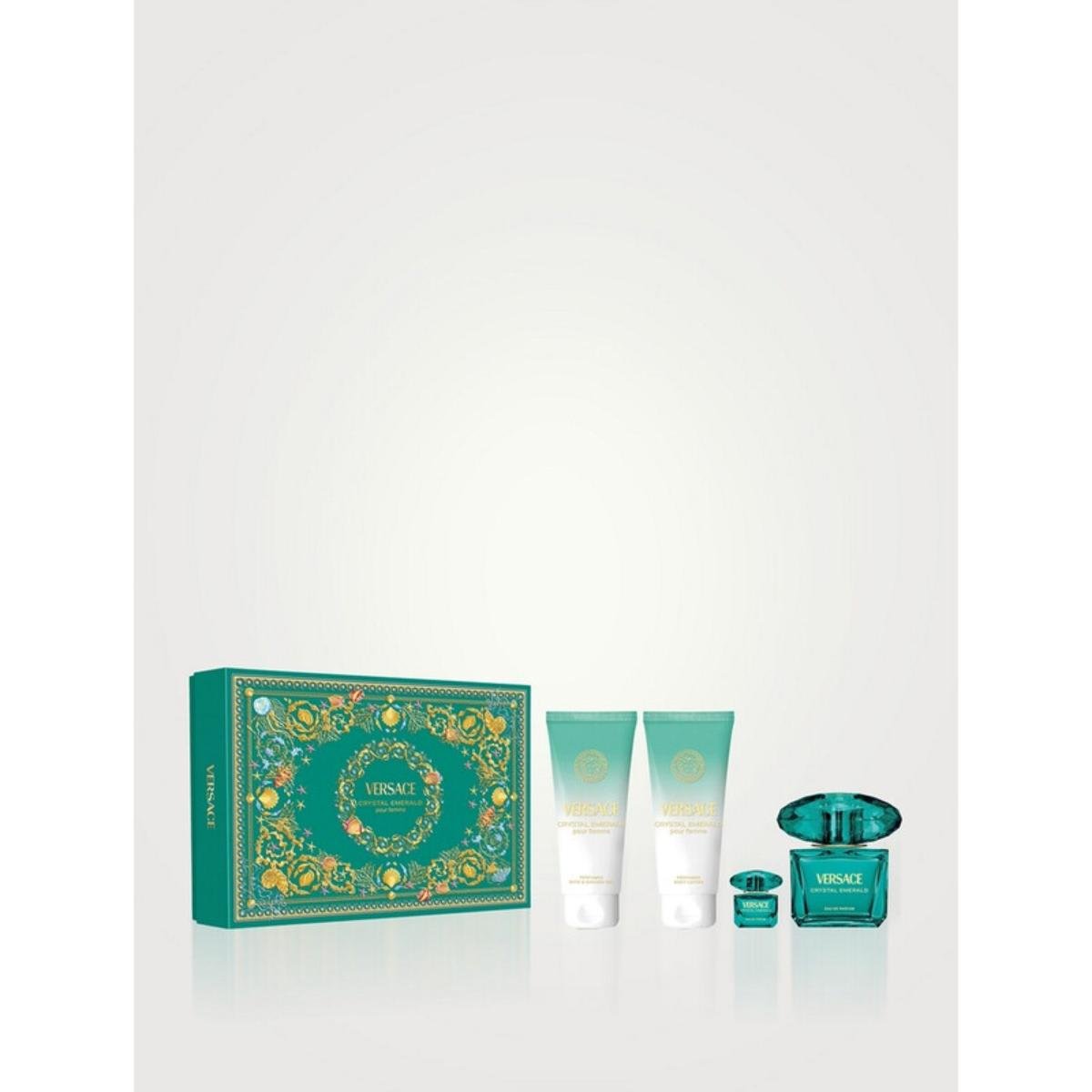 Versace Crystal Emerald Eau de Parfum 90 ML + Perfumed Shower Gel 100 ML + Perfumed Body Lotion 100 ML + Miniature EDP 5 ML Versace Versace Crystal Emerald Eau de Parfum 90 ML + Perfumed Shower Gel 100 ML + Perfumed Body Lotion 100 ML + Miniature EDP 5 ML – authentic in Egypt
