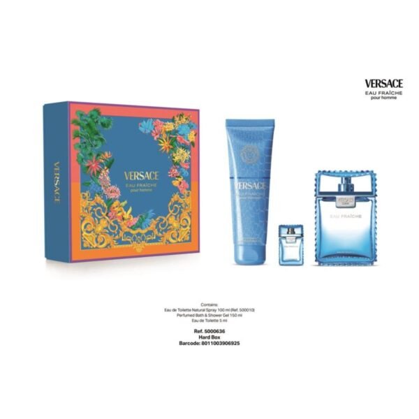 Versace Man Eau Fraiche Eau De Toilette 100 Ml + 1 Tube Perfumed Bath&Shower Gel 150 Ml + 1 Miniature Edt 5Ml – authentic in Egypt